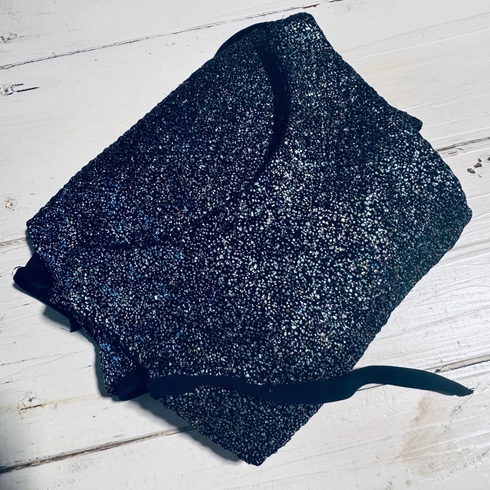 Emily Rose Girls Sparkle Glitter Hi Low Dress Black Blue Sz 6 Special Occasion